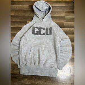 MV Sport Pro-Weave Gray Pullover Hoodie Men's Embroidered Drawstring S GCU